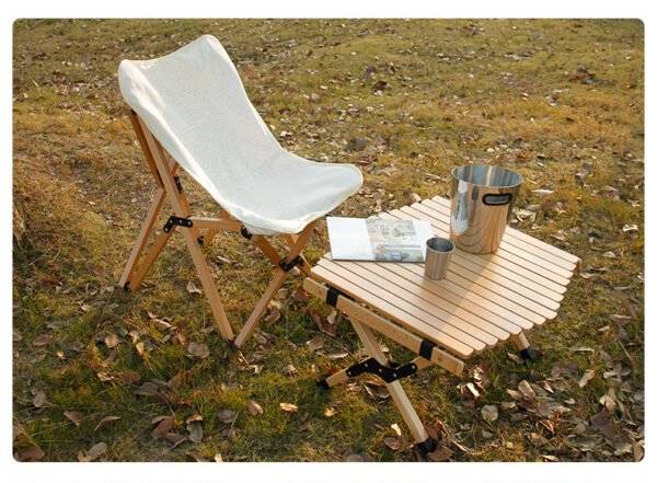 wood camping table and chair 1